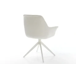 DrehstuhlKaira-Flex Bouclé Soft Beige Kreuzgestell breit Weiß 360° drehbar Wippfunktion Sofort versandfertig