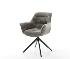 DrehstuhlKaira-Flex Bouclé Soft Schlamm Kreuzgestell breit Schwarz 360° drehbar Wippfunktion Sofort versandfertig