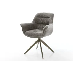 DrehstuhlKaira-Flex Bouclé Soft Schlamm Kreuzgestell breit Effektfinish Titan 360° drehbar Wippfunktion Sofort versandfertig