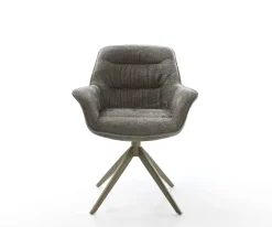 DrehstuhlKaira-Flex Bouclé Soft Schlamm Kreuzgestell breit Effektfinish Titan 360° drehbar Wippfunktion Sofort versandfertig