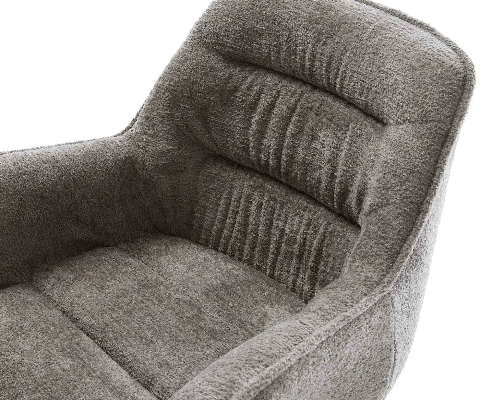 DrehstuhlKaira-Flex Bouclé Soft Schlamm Kreuzgestell breit Weiß 360° drehbar Wippfunktion Sofort versandfertig