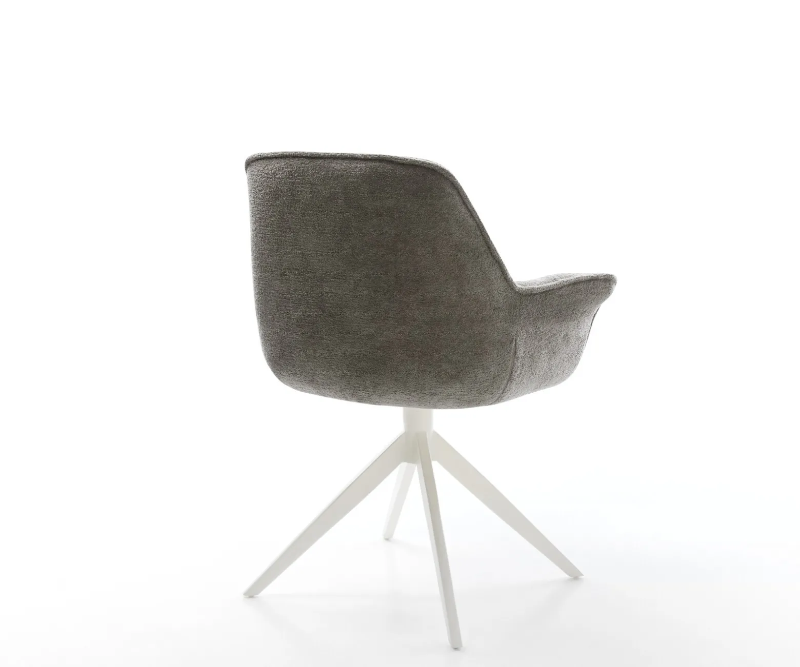 DrehstuhlKaira-Flex Bouclé Soft Schlamm Kreuzgestell breit Weiß 360° drehbar Wippfunktion Sofort versandfertig