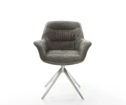 DrehstuhlKaira-Flex Bouclé Soft Schlamm Kreuzgestell breit Edelstahl 360° drehbar Wippfunktion Sofort versandfertig