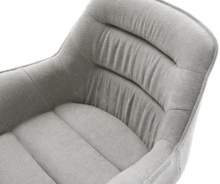 DrehstuhlKaira-Flex Strukturstoff Soft Grau Kreuzgestell kantig Edelstahl 180° drehbar Sofort versandfertig