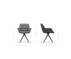 DrehstuhlKaira-Flex Strukturstoff Soft Grau Kreuzgestell kantig Edelstahl 180° drehbar Sofort versandfertig