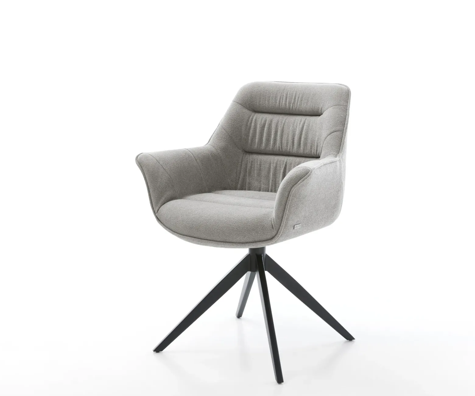 DrehstuhlKaira-Flex Strukturstoff Soft Grau Kreuzgestell breit Schwarz 360° drehbar Wippfunktion Sofort versandfertig