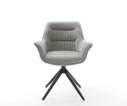 DrehstuhlKaira-Flex Strukturstoff Soft Grau Kreuzgestell breit Schwarz 360° drehbar Wippfunktion Sofort versandfertig