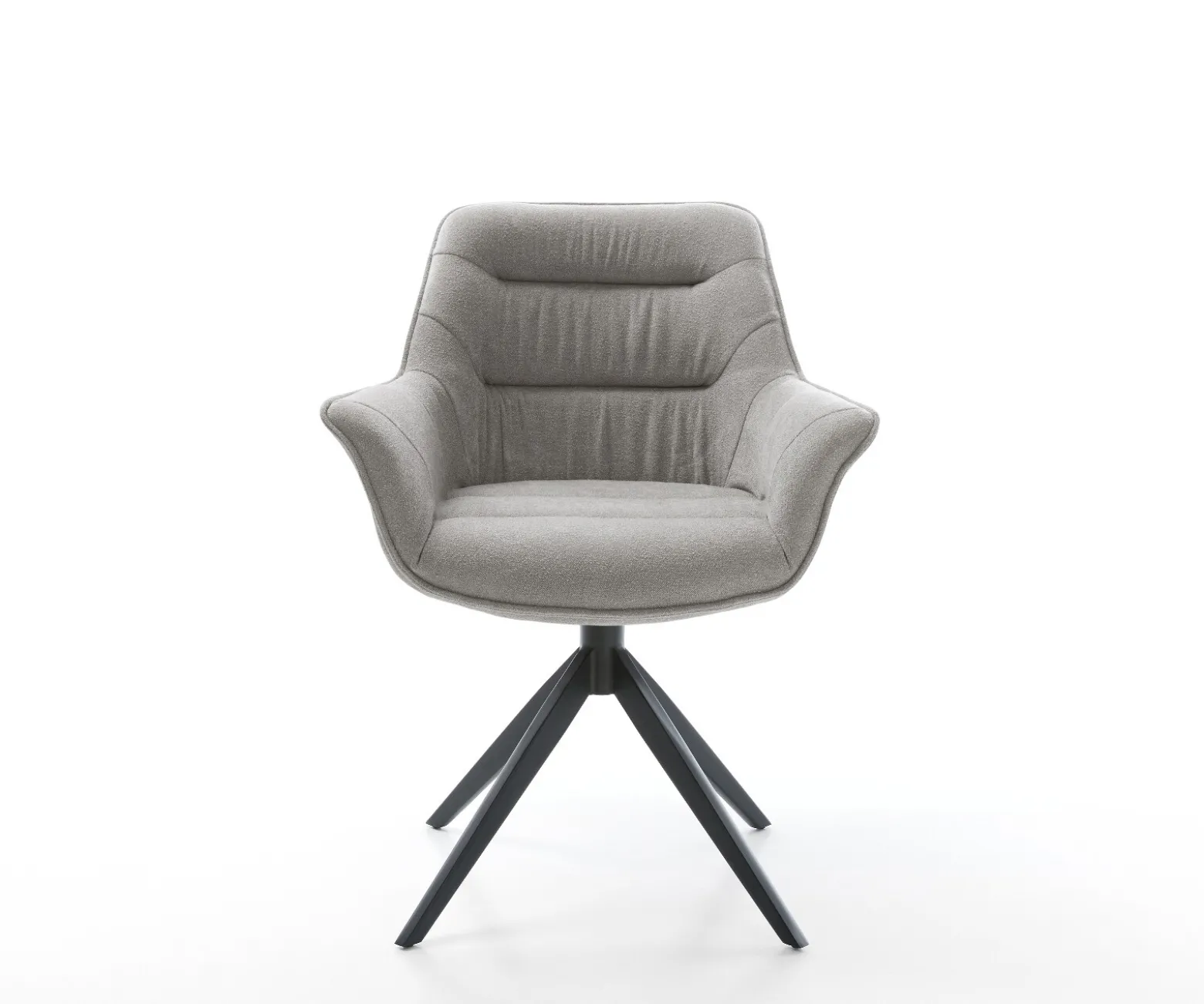 DrehstuhlKaira-Flex Strukturstoff Soft Grau Kreuzgestell breit Schwarz 360° drehbar Wippfunktion Sofort versandfertig