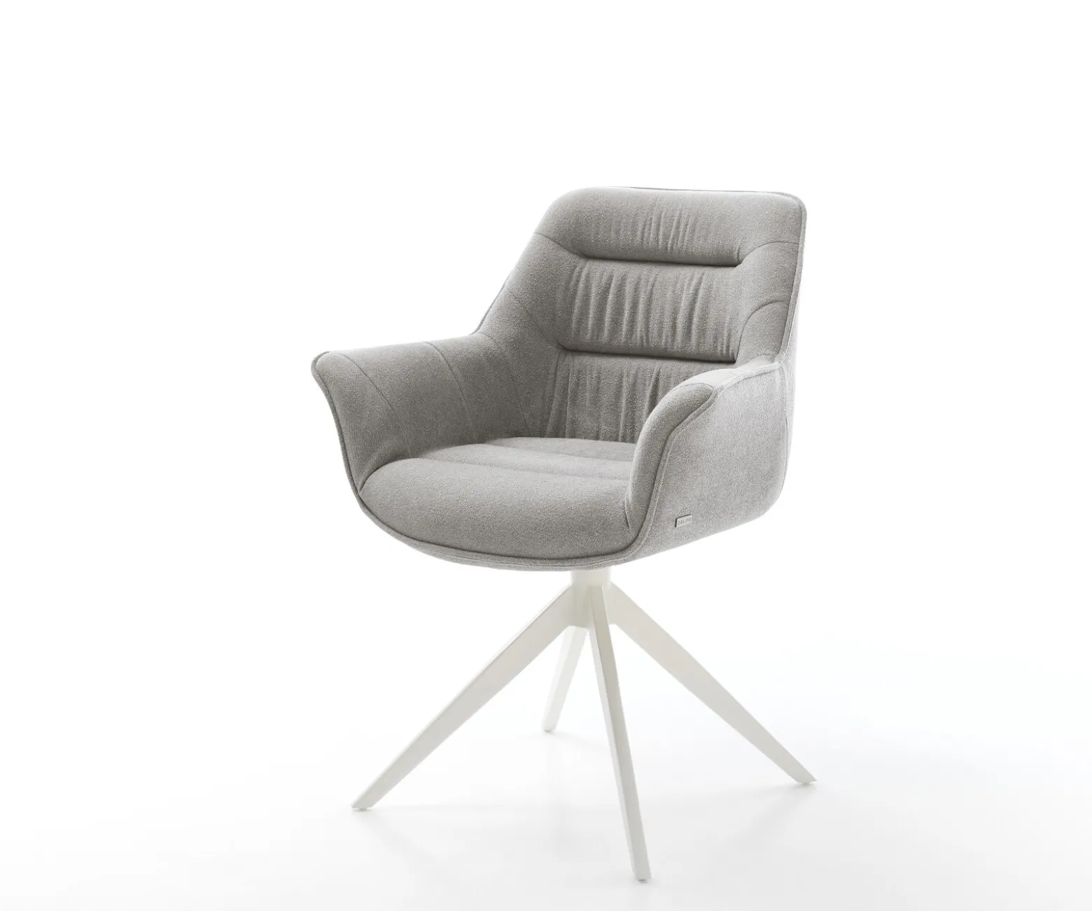 DrehstuhlKaira-Flex Strukturstoff Soft Grau Kreuzgestell breit Weiß 360° drehbar Wippfunktion Sofort versandfertig