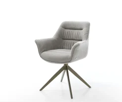 DrehstuhlKaira-Flex Strukturstoff Soft Grau Kreuzgestell breit Effektfinish Titan 360° drehbar Wippfunktion Sofort versandfertig