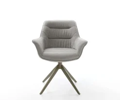 DrehstuhlKaira-Flex Strukturstoff Soft Grau Kreuzgestell breit Effektfinish Titan 360° drehbar Wippfunktion Sofort versandfertig