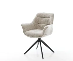 DrehstuhlKaira-Flex Webstoff Soft Beige Kreuzgestell breit Schwarz 360° drehbar Wippfunktion Sofort versandfertig