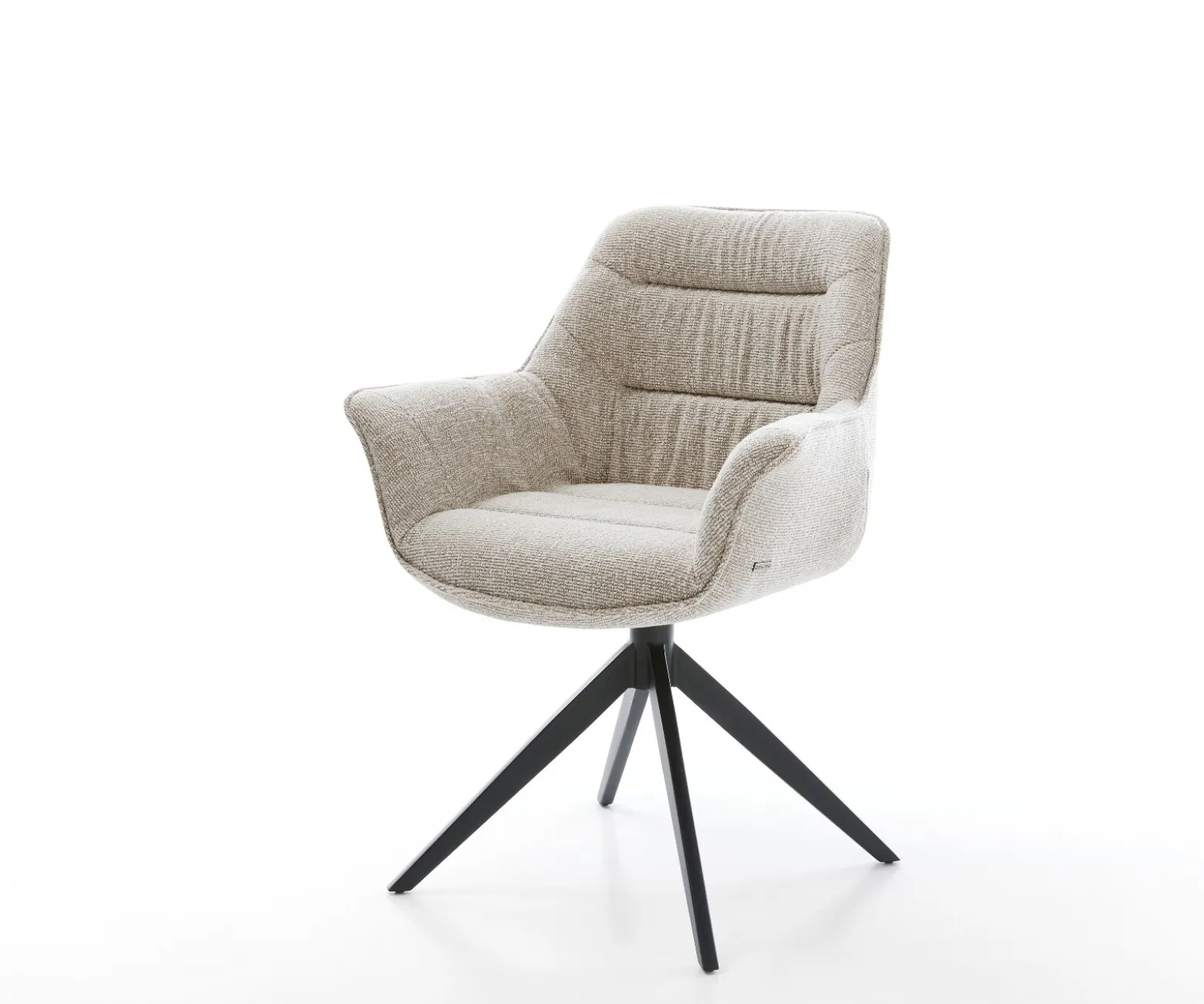 DrehstuhlKaira-Flex Webstoff Soft Beige Kreuzgestell breit Schwarz 360° drehbar Wippfunktion Sofort versandfertig