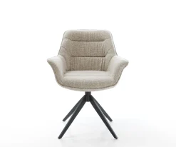 DrehstuhlKaira-Flex Webstoff Soft Beige Kreuzgestell breit Schwarz 360° drehbar Wippfunktion Sofort versandfertig
