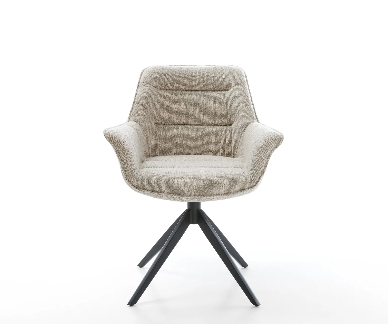 DrehstuhlKaira-Flex Webstoff Soft Beige Kreuzgestell breit Schwarz 360° drehbar Wippfunktion Sofort versandfertig