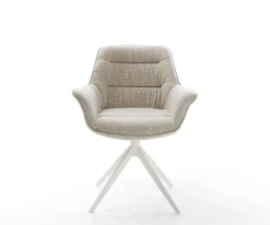 DrehstuhlKaira-Flex Webstoff Soft Beige Kreuzgestell breit Weiß 360° drehbar Wippfunktion Sofort versandfertig