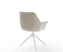 DrehstuhlKaira-Flex Webstoff Soft Beige Kreuzgestell breit Weiß 360° drehbar Wippfunktion Sofort versandfertig