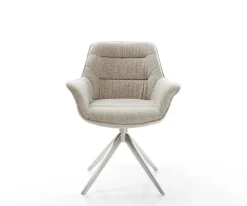 DrehstuhlKaira-Flex Webstoff Soft Beige Kreuzgestell breit Edelstahl 360° drehbar Wippfunktion Sofort versandfertig