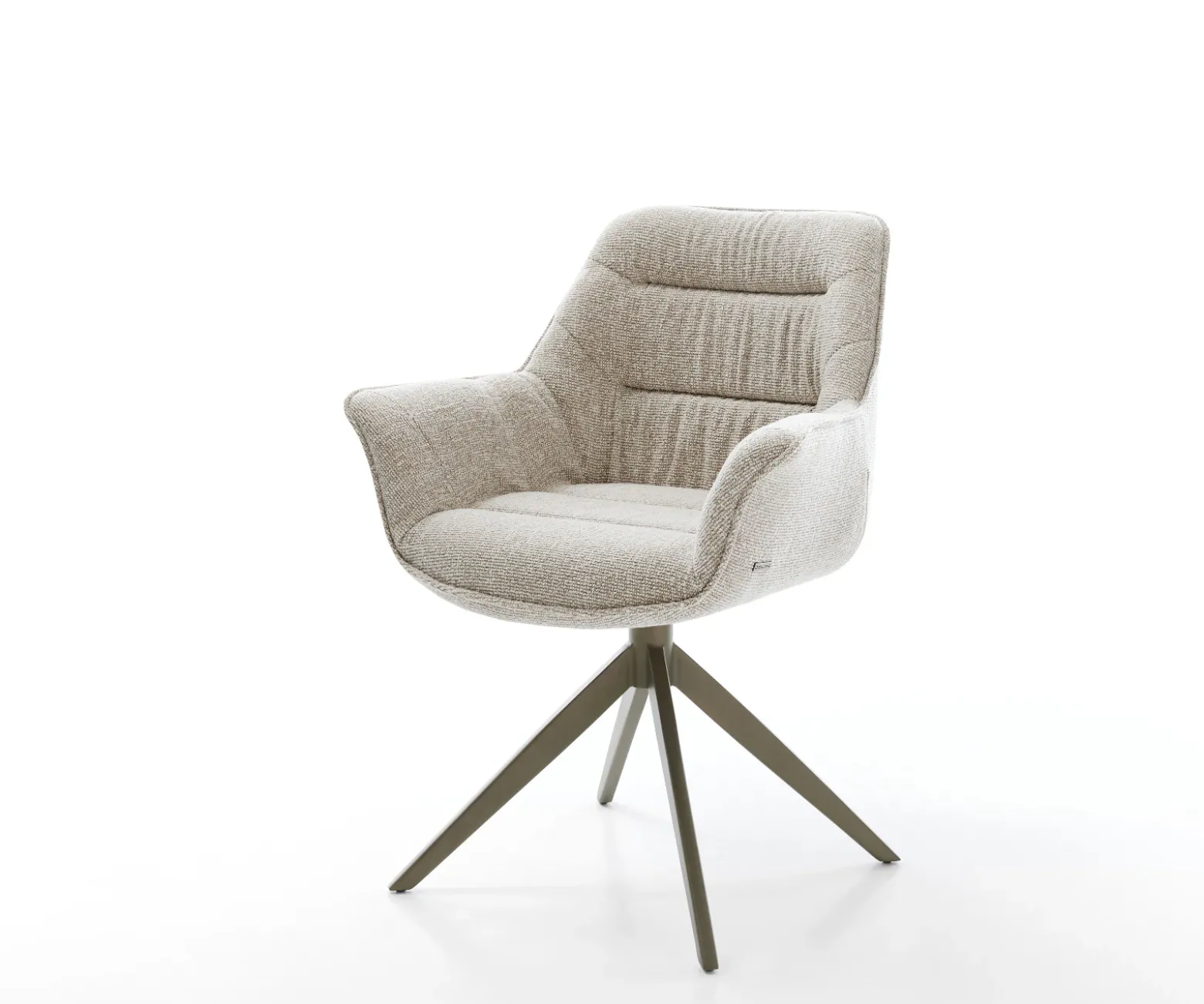DrehstuhlKaira-Flex Webstoff Soft Beige Kreuzgestell breit Effektfinish Titan 360° drehbar Wippfunktion Sofort versandfertig