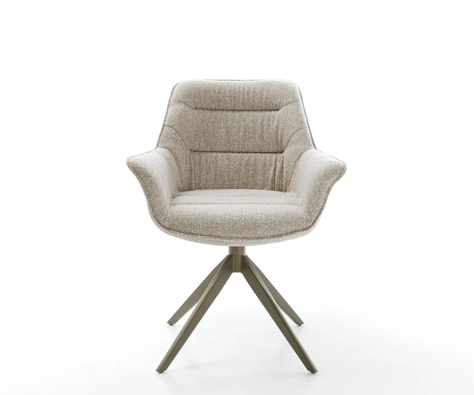 DrehstuhlKaira-Flex Webstoff Soft Beige Kreuzgestell breit Effektfinish Titan 360° drehbar Wippfunktion Sofort versandfertig