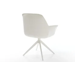 DrehstuhlKeila-Flex mit Armlehnen Bouclé Soft Beige Kreuzgestell breit Weiß 360° drehbar Wippfunktion Sofort versandfertig