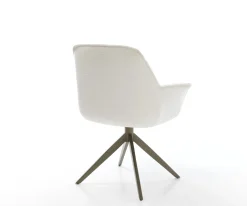 DrehstuhlKeila-Flex mit Armlehnen Bouclé Soft Beige Kreuzgestell breit Effektfinish Titan 360° drehbar Wippfunktion Sofort versandfertig