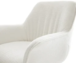 DrehstuhlKeila-Flex mit Armlehnen Bouclé Soft Beige Kreuzgestell breit Schwarz 360° drehbar Wippfunktion Sofort versandfertig