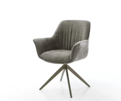 DrehstuhlKeila-Flex mit Armlehnen Bouclé Soft Schlamm Kreuzgestell breit Effektfinish Titan 360° drehbar Wippfunktion Sofort versandfertig