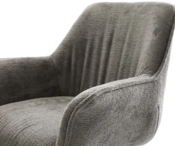 DrehstuhlKeila-Flex mit Armlehnen Bouclé Soft Schlamm Kreuzgestell breit Graphit 360° drehbar Wippfunktion Sofort versandfertig