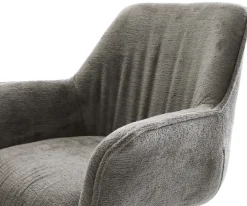 DrehstuhlKeila-Flex mit Armlehnen Bouclé Soft Schlamm Kreuzgestell breit Weiß 360° drehbar Wippfunktion Sofort versandfertig