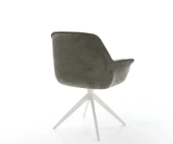 DrehstuhlKeila-Flex mit Armlehnen Bouclé Soft Schlamm Kreuzgestell breit Weiß 360° drehbar Wippfunktion Sofort versandfertig