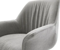 DrehstuhlKeila-Flex mit Armlehnen Strukturstoff Soft Grau Kreuzgestell breit Edelstahl 360° drehbar Wippfunktion Sofort versandfertig
