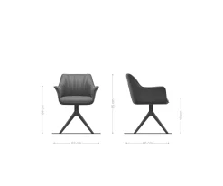 DrehstuhlKeila-Flex mit Armlehnen Strukturstoff Soft Grau Kreuzgestell breit Edelstahl 360° drehbar Wippfunktion Sofort versandfertig
