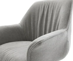 DrehstuhlKeila-Flex mit Armlehnen Strukturstoff Soft Grau Kreuzgestell breit Weiß 360° drehbar Wippfunktion Sofort versandfertig