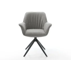 DrehstuhlKeila-Flex mit Armlehnen Strukturstoff Soft Grau Kreuzgestell breit Schwarz 360° drehbar Wippfunktion Sofort versandfertig