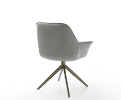 DrehstuhlKeila-Flex mit Armlehnen Strukturstoff Soft Grau Kreuzgestell breit Effektfinish Titan 360° drehbar Wippfunktion Sofort versandfertig