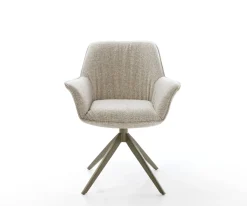 DrehstuhlKeila-Flex mit Armlehnen Webstoff Soft Beige Kreuzgestell breit Effektfinish Titan 360° drehbar Wippfunktion Sofort versandfertig