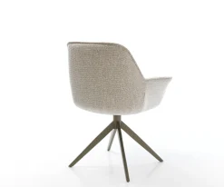 DrehstuhlKeila-Flex mit Armlehnen Webstoff Soft Beige Kreuzgestell breit Effektfinish Titan 360° drehbar Wippfunktion Sofort versandfertig