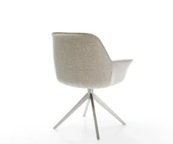 DrehstuhlKeila-Flex mit Armlehnen Webstoff Soft Beige Kreuzgestell breit Edelstahl 360° drehbar Wippfunktion Sofort versandfertig