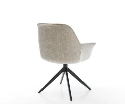 DrehstuhlKeila-Flex mit Armlehnen Webstoff Soft Beige Kreuzgestell breit Schwarz 360° drehbar Wippfunktion Sofort versandfertig