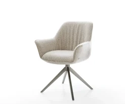 DrehstuhlKeila-Flex mit Armlehnen Webstoff Soft Beige Kreuzgestell breit Graphit 360° drehbar Wippfunktion Sofort versandfertig