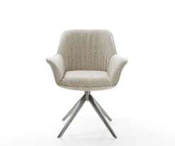 DrehstuhlKeila-Flex mit Armlehnen Webstoff Soft Beige Kreuzgestell breit Graphit 360° drehbar Wippfunktion Sofort versandfertig