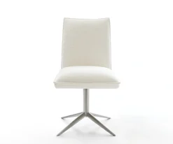 DrehstuhlLelio-Flex Bouclé Soft Beige Fußkreuz Edelstahl 360° drehbar Wippfunktion Taschenfederkern Sofort versandfertig
