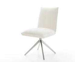 DrehstuhlLelio-Flex Bouclé Soft Beige Kreuzgestell breit Edelstahl 360° drehbar Wippfunktion Taschenfederkern Sofort versandfertig