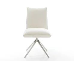 DrehstuhlLelio-Flex Bouclé Soft Beige Kreuzgestell breit Edelstahl 360° drehbar Wippfunktion Taschenfederkern Sofort versandfertig
