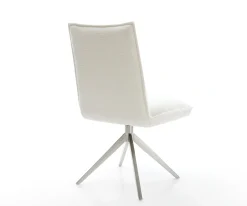 DrehstuhlLelio-Flex Bouclé Soft Beige Kreuzgestell breit Edelstahl 360° drehbar Wippfunktion Taschenfederkern Sofort versandfertig
