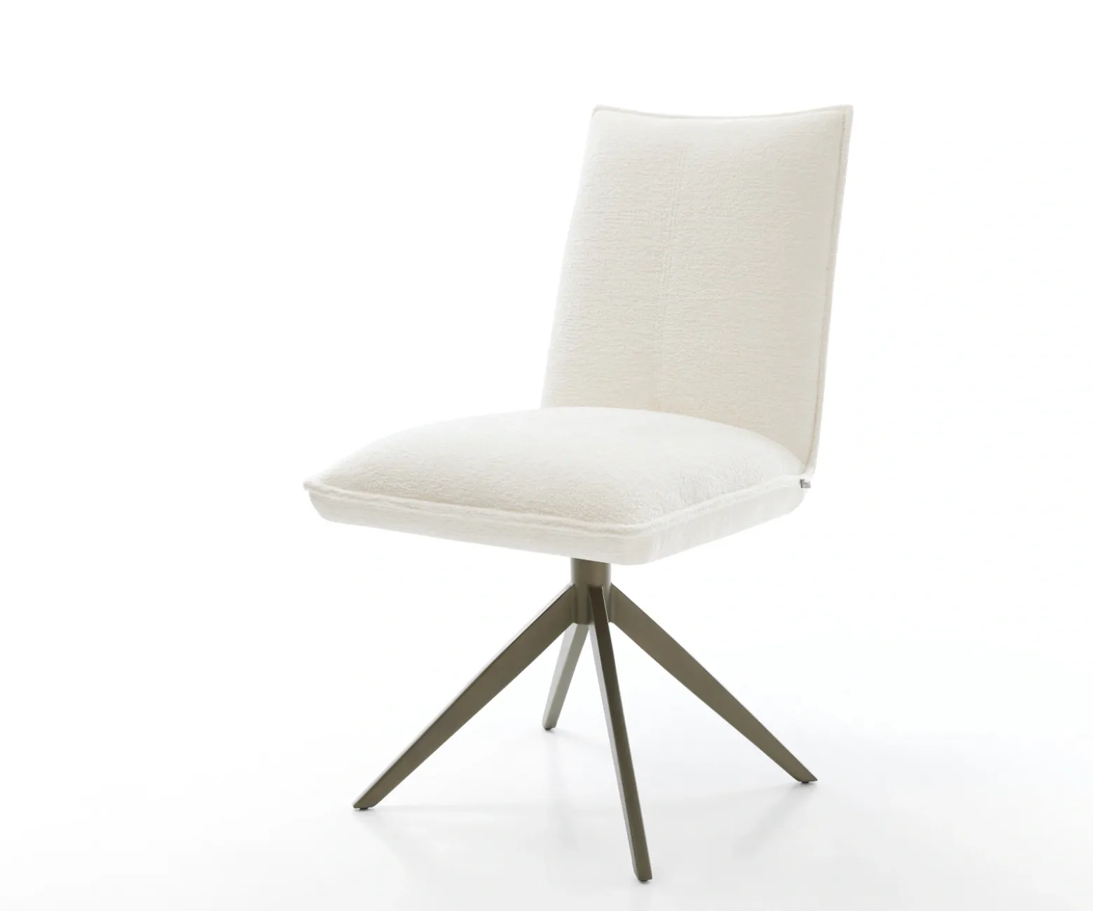 DrehstuhlLelio-Flex Bouclé Soft Beige Kreuzgestell breit Effektfinish Titan 360° drehbar Wippfunktion Taschenfederkern Sofort versandfertig