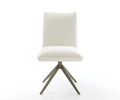 DrehstuhlLelio-Flex Bouclé Soft Beige Kreuzgestell breit Effektfinish Titan 360° drehbar Wippfunktion Taschenfederkern Sofort versandfertig