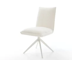 DrehstuhlLelio-Flex Bouclé Soft Beige Kreuzgestell breit Weiß 360° drehbar Wippfunktion Taschenfederkern Sofort versandfertig