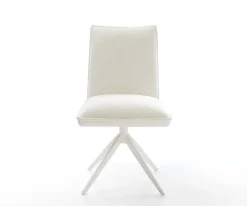 DrehstuhlLelio-Flex Bouclé Soft Beige Kreuzgestell breit Weiß 360° drehbar Wippfunktion Taschenfederkern Sofort versandfertig